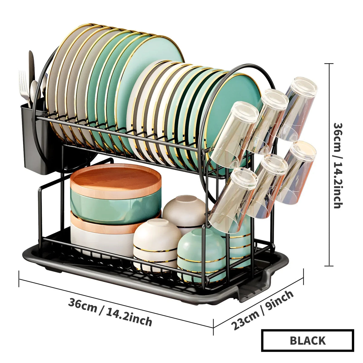 Organizador de Cocina Decorbites™ con Tabla de Drenaje para Platos, Utensilios y Tazas