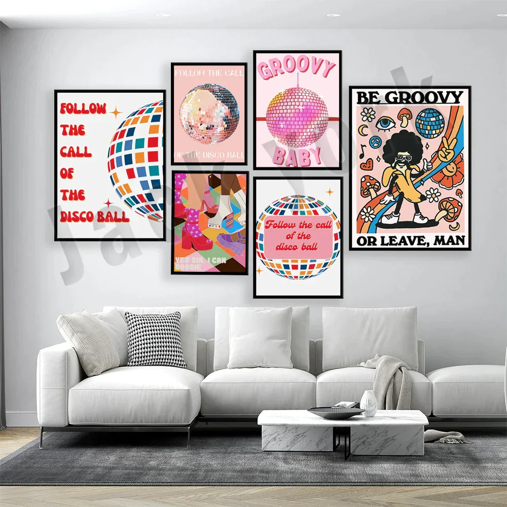 DecorBites™ Funky Disco Gogo Boot Print | 70s Poster & Retro Wall Art for Eclectic Decor