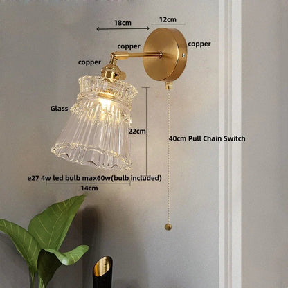 DecorBites™ Clear Glass LED Wall Lamp Pull Chain Switch Modern Luxury Home Decor