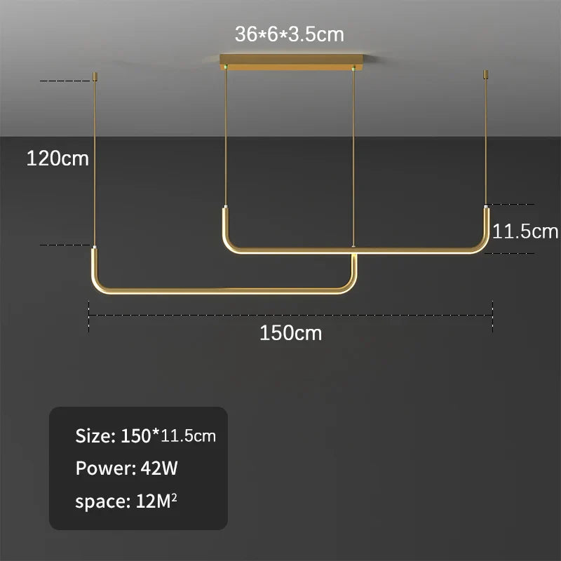 DecorBites™ Black Gold Pendant Chandelier LED Ceiling Lamp for Modern Dining Room and Kitchen