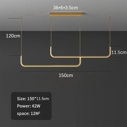 DecorBites™ Black Gold Pendant Chandelier LED Ceiling Lamp for Modern Dining Room and Kitchen