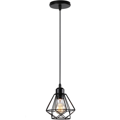 Vintage Black Metal Wire Cage Pendant Light