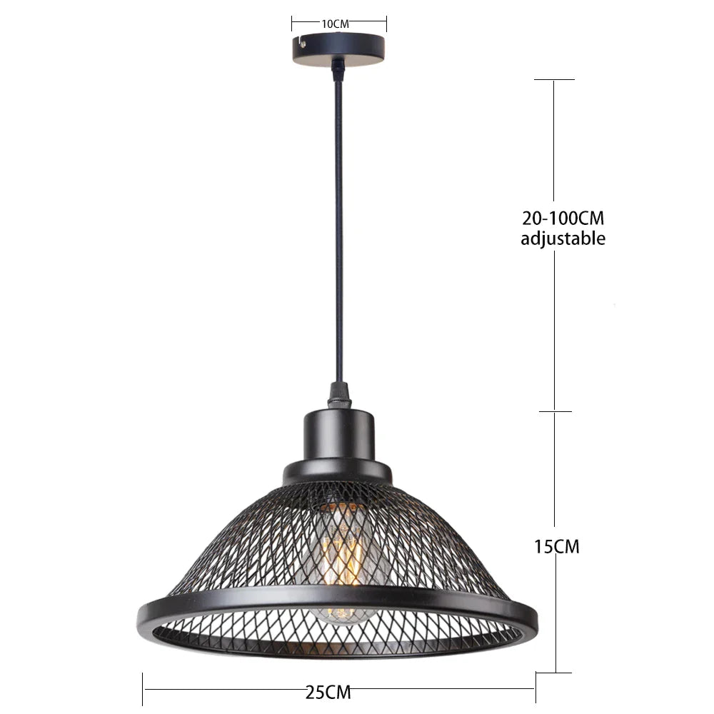 مصباح معلق صناعي أسود على شكل قفص من DecorBites™ لغرفة الطعام في جزيرة المطبخ