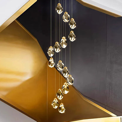 Lámpara colgante de cristal DecorBites™ para escalera, iluminación moderna para sala de estar