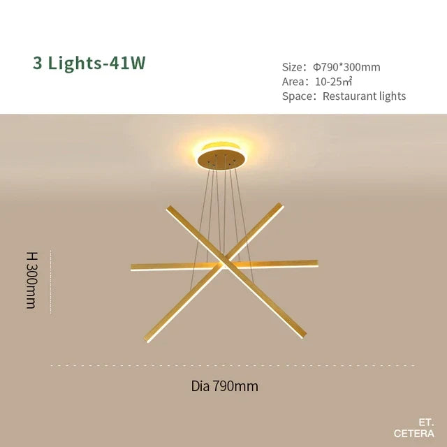 Lámpara de techo luminosa DecorBites™: Lámpara LED moderna de aluminio para sala de estar y comedor.