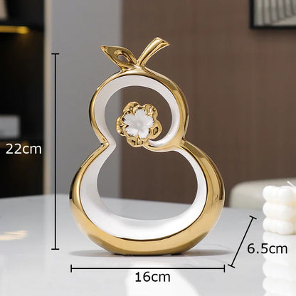 DecorBites™ Golden Gourd Ceramic Sculpture Desk Decoration Modern Room Aesthetic Decor