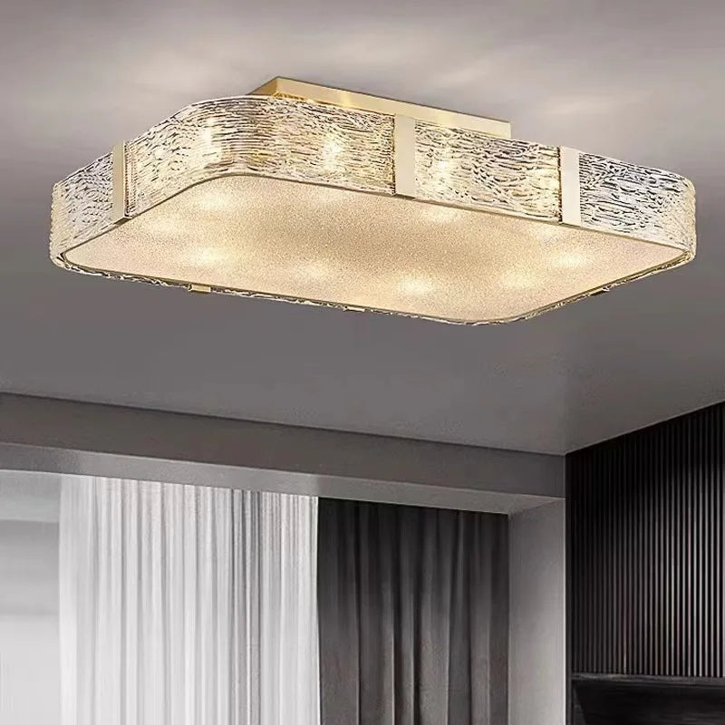 DecorBites™ Gold Glass Ceiling Chandelier LED Suspension Luminaire for Home Decor