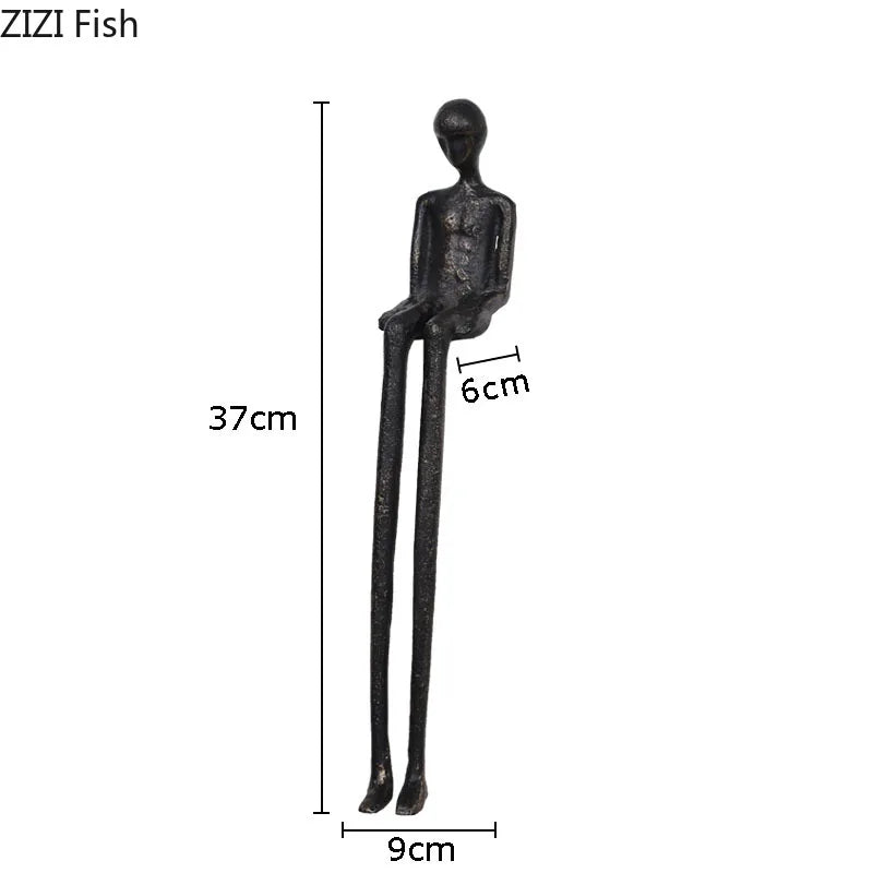 DecorBites™ Black Character Metal Statue Desk Ornament Sculpture Home Decor Figure Artwork