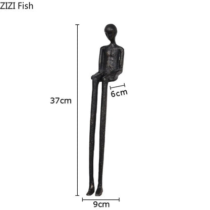 DecorBites™ Black Character Metal Statue Desk Ornament Sculpture Home Decor Figure Artwork