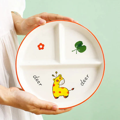 DecorBites™ Kids Cartoon Grid Plate - Fun & Functional Divider Dish for Breakfast & Snacks