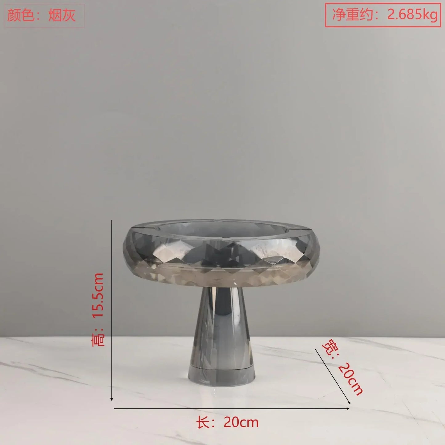 ديكوربايتس™ صينية تخزين مجوهرات زجاجية هندسية للفاكهة، صينية ديكور منزلي