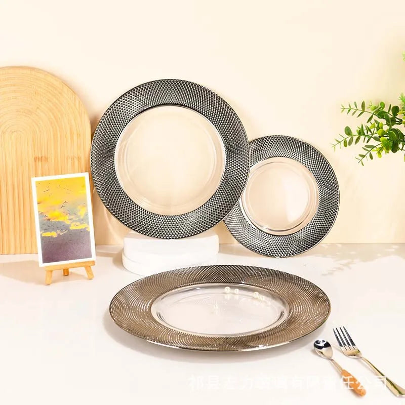 DecorBites™ Glass Steak and Pasta Plate - Versatile Tableware for Household