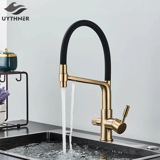 DecorBites™ Dual Spout Kitchen Filter Faucet: 360° Rotation Drinking Water Purification Mixer