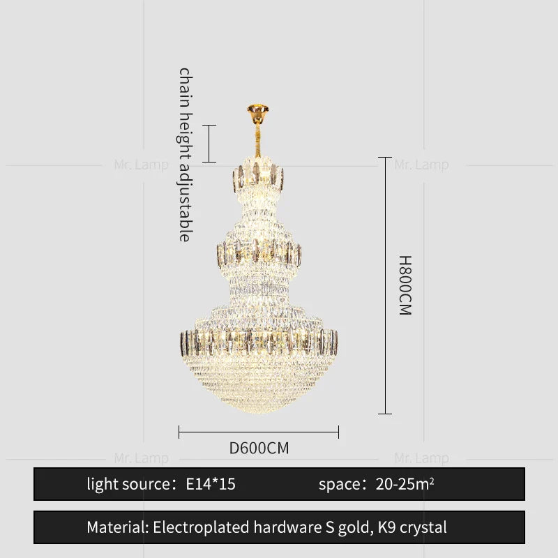 DecorBites™ Light Luxury Crystal Chandelier: Postmodern Elegance for Hotels, Villas, and Duplexes