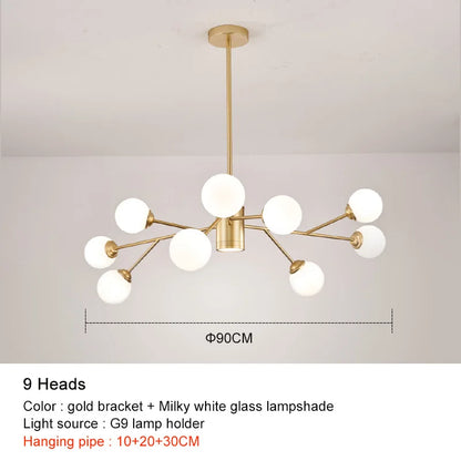 DecorBites™ Black Chandelier: Luxury Glass Pendant Lights for Living Room, Bedroom, and Restaurant