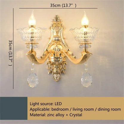 DecorBites™ Gold Crystal Wall Sconce LED Lamp for Home Bedroom & Living Room