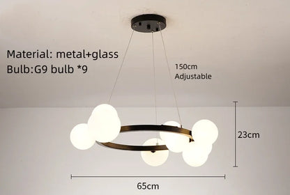 DecorBites™ Glass Chandelier G9 Hanging Light for Living Room Bedroom Decor