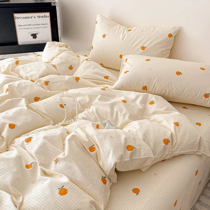 طقم أغطية سرير قطنية شبكية من DecorBites™ - طقم ملاءة سرير ناعمة وأنيقة، وغطاء لحاف