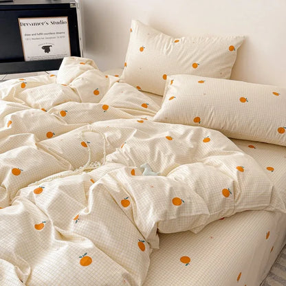 طقم أغطية سرير قطنية شبكية من DecorBites™ - طقم ملاءة سرير ناعمة وأنيقة، وغطاء لحاف