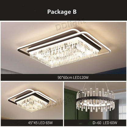 DecorBites™ Crystal Industrial Pendant Lamps Set for Modern Living Room Bedroom Kitchen Decor