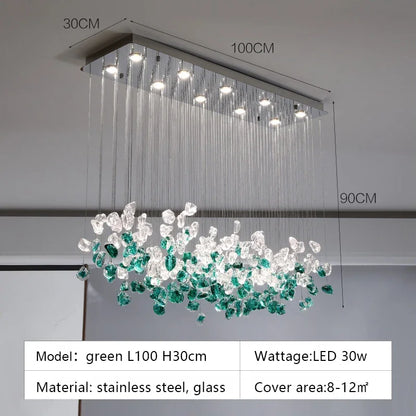DecorBites™ Glass Stone Chandeliers: Modern Luxury LED Pendant Lights for Dining Room Art Decor
