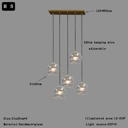 DecorBites™ Clear Glass Ball Pendant Light Chandelier for Living Room Dining Room Home Decor