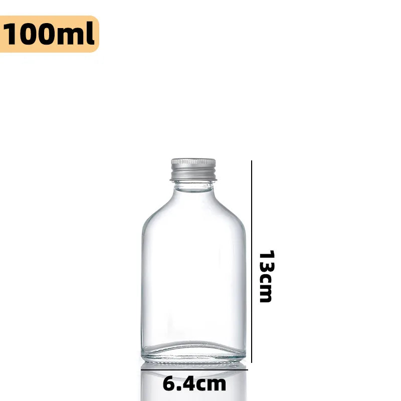 DecorBites™ Clear Glass Beverage Bottles: Reusable for Juicing, Smoothies, Kombucha, Tea, Milk, and Wine