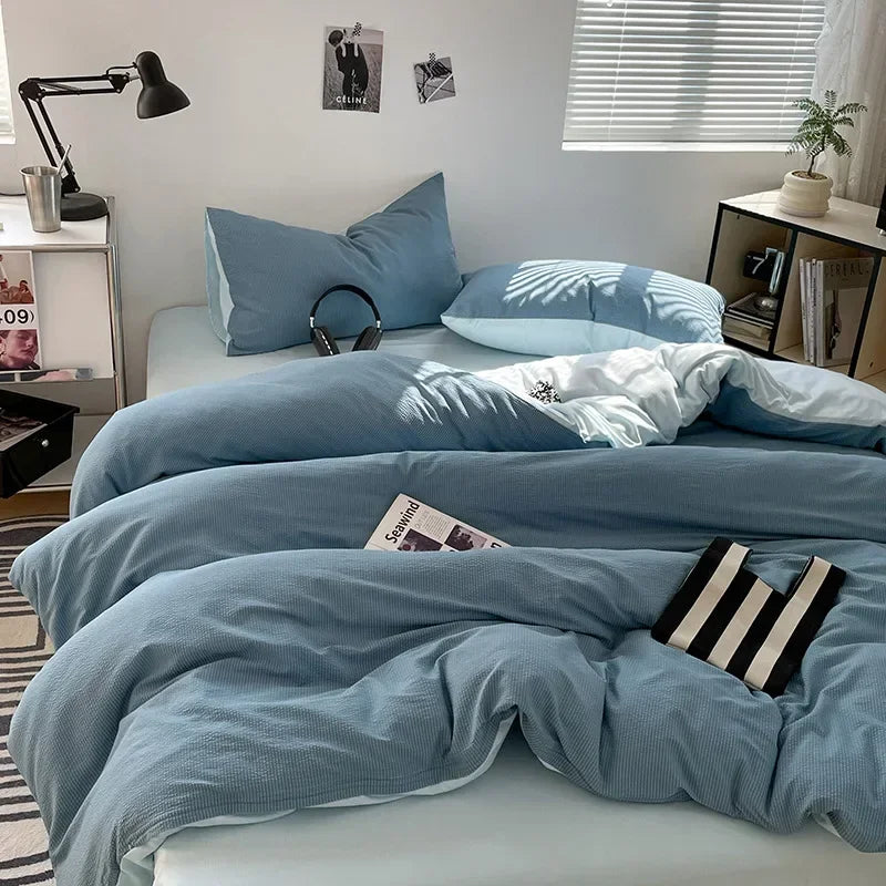 DecorBites™ Bubble Cotton Quilt Sets | Ultra Soft Fitted Sheet Set | King Queen Bed Set