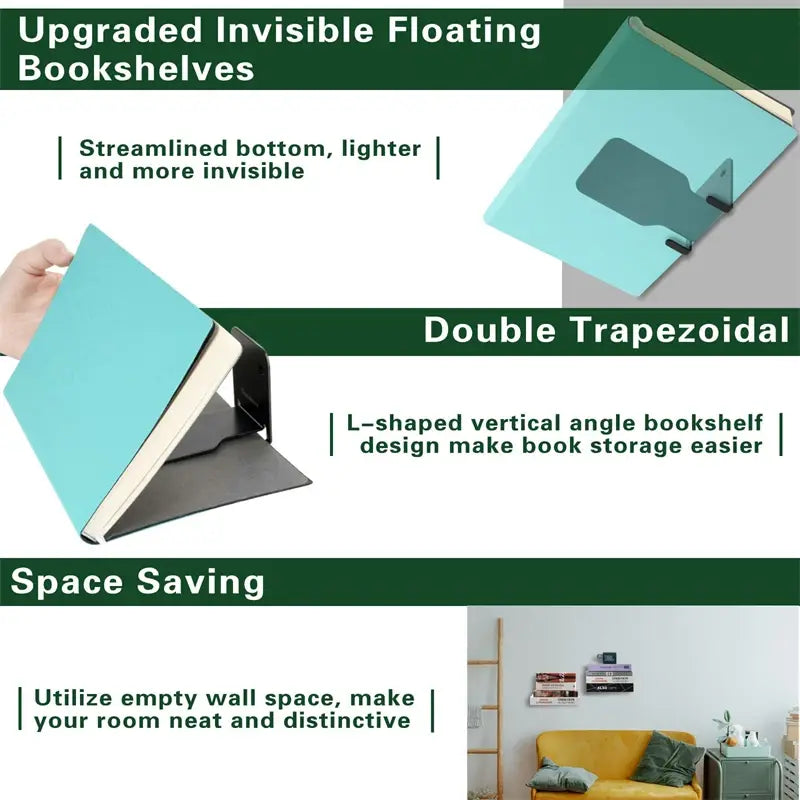 DecorBites™ Floating Metal Bookshelves - Set of 2