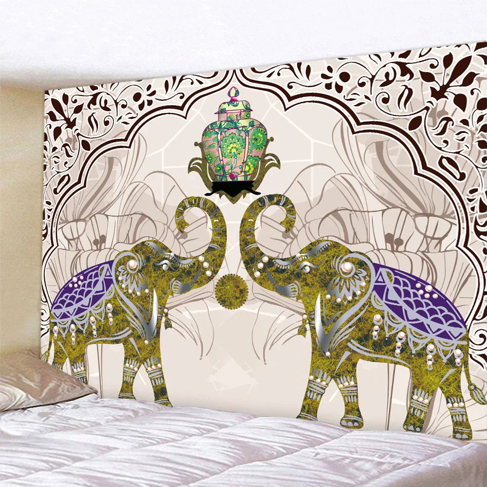 DecorBites™ Elephant Tarot Psychedelic Tapestry for Home Decor and Yoga Room Zen Vibes
