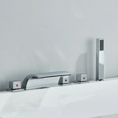 DecorBites™ Black Brass Waterfall Tub Faucet Three Handles Hot Cold Mixer