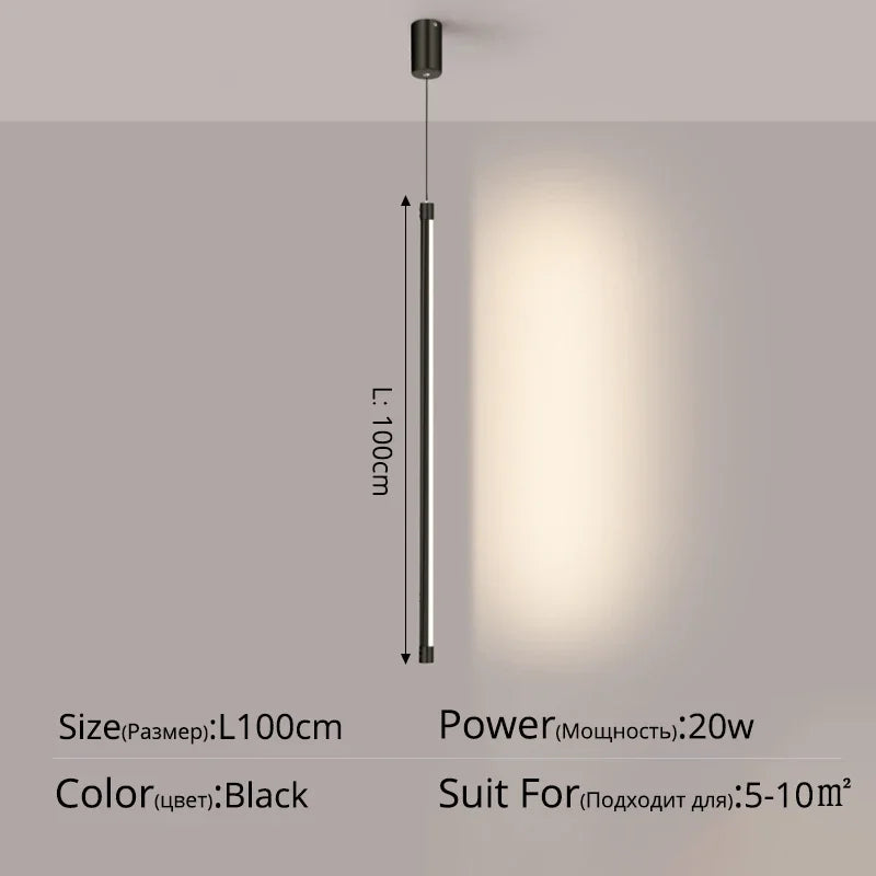 DecorBites™ Black Nordic LED Tube Pendant Light for Bedroom Restaurant Kitchen Dining Room