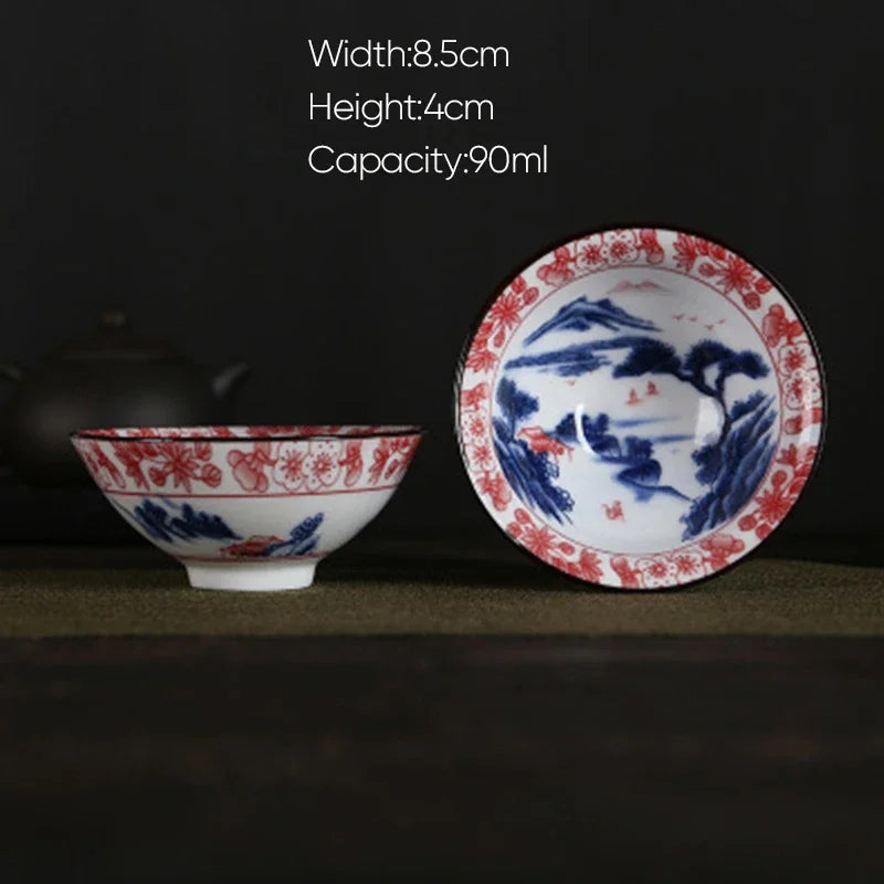 DecorBites™ Blue and White Porcelain Hand-Painted Tea Cups - Set of 1