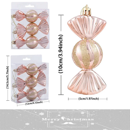 1Box Christmas Ball Ornament Balice Ice Cream Candy Shapes Xmas Tree Hanging  Pendants Home Party Navidad Christmas Decor 2024