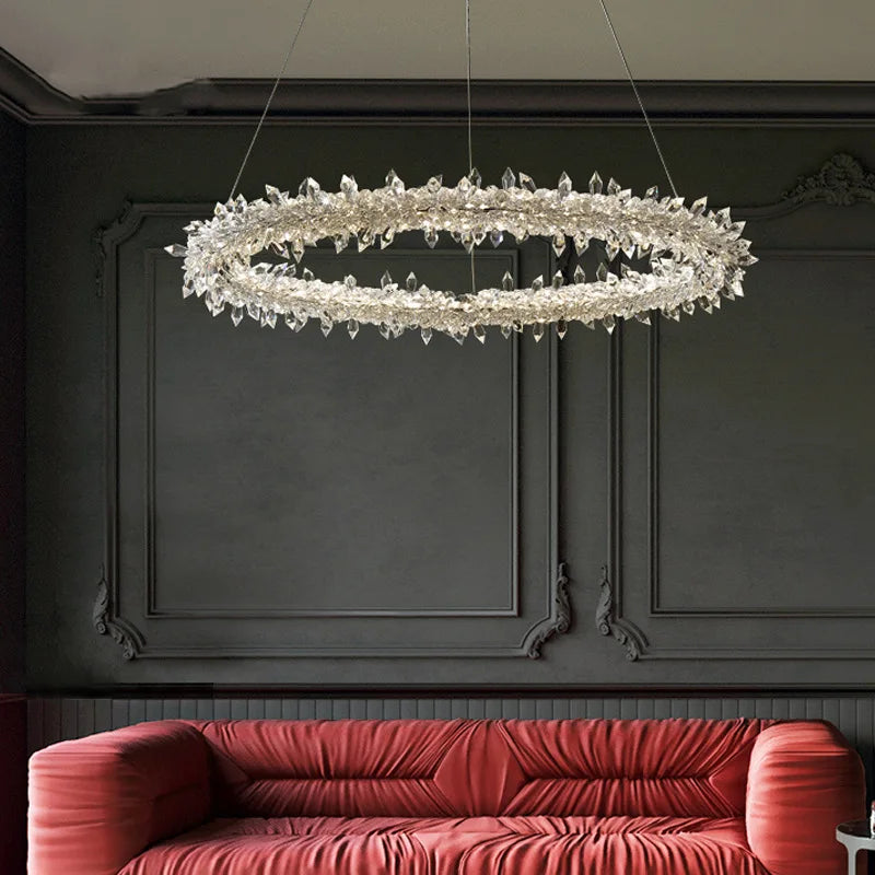 Lámpara colgante LED de círculo de cristal Luxe Decorbites™ - Estilo Art Deco regulable