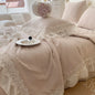 Decobites French Wedding Lace Ruffles Bedding Set