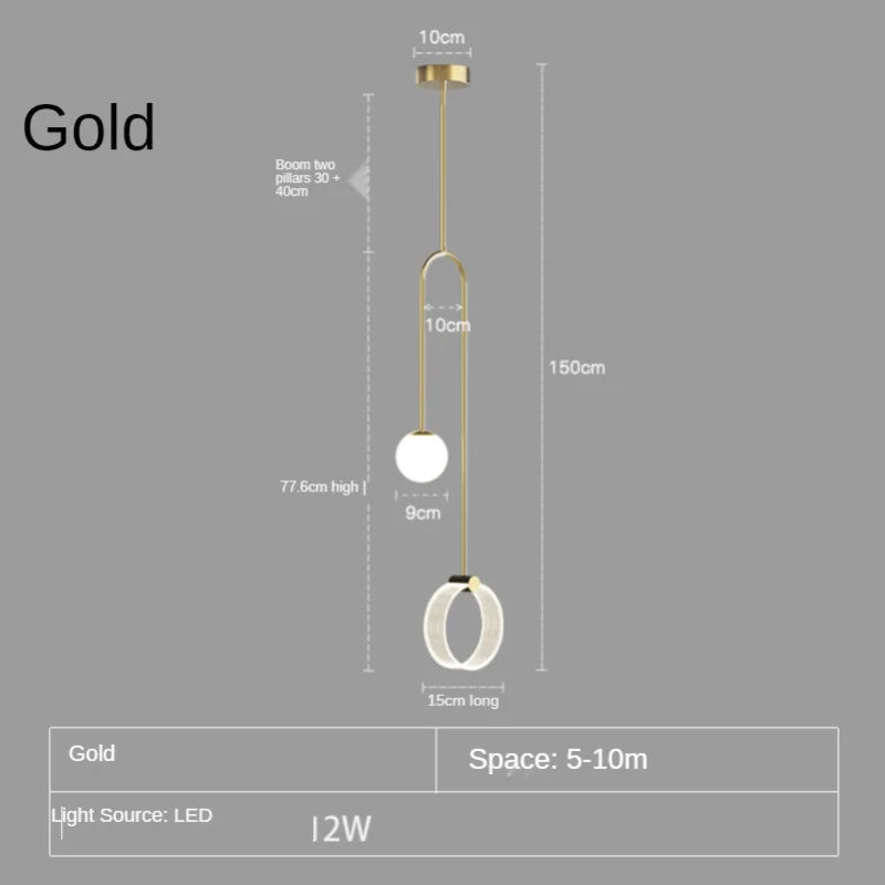 DecorBites™ Gold Luxury LED Pendant Light for Living Room, Bedroom, and Restaurant