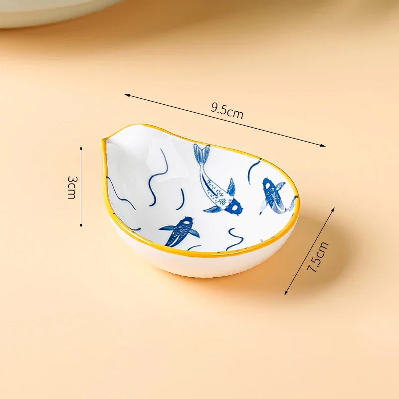DecorBites™ Japanese Style Ceramic Sauce Plate Snack Dish Porcelain Tableware