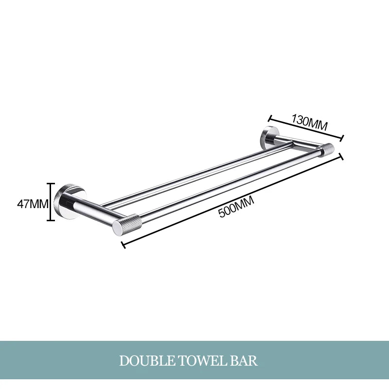DecorBites™ Bathroom Essentials Set: Towel Bar, Toilet Paper Holder, Bathrobe Hook, Soap Dish, Toilet Brush