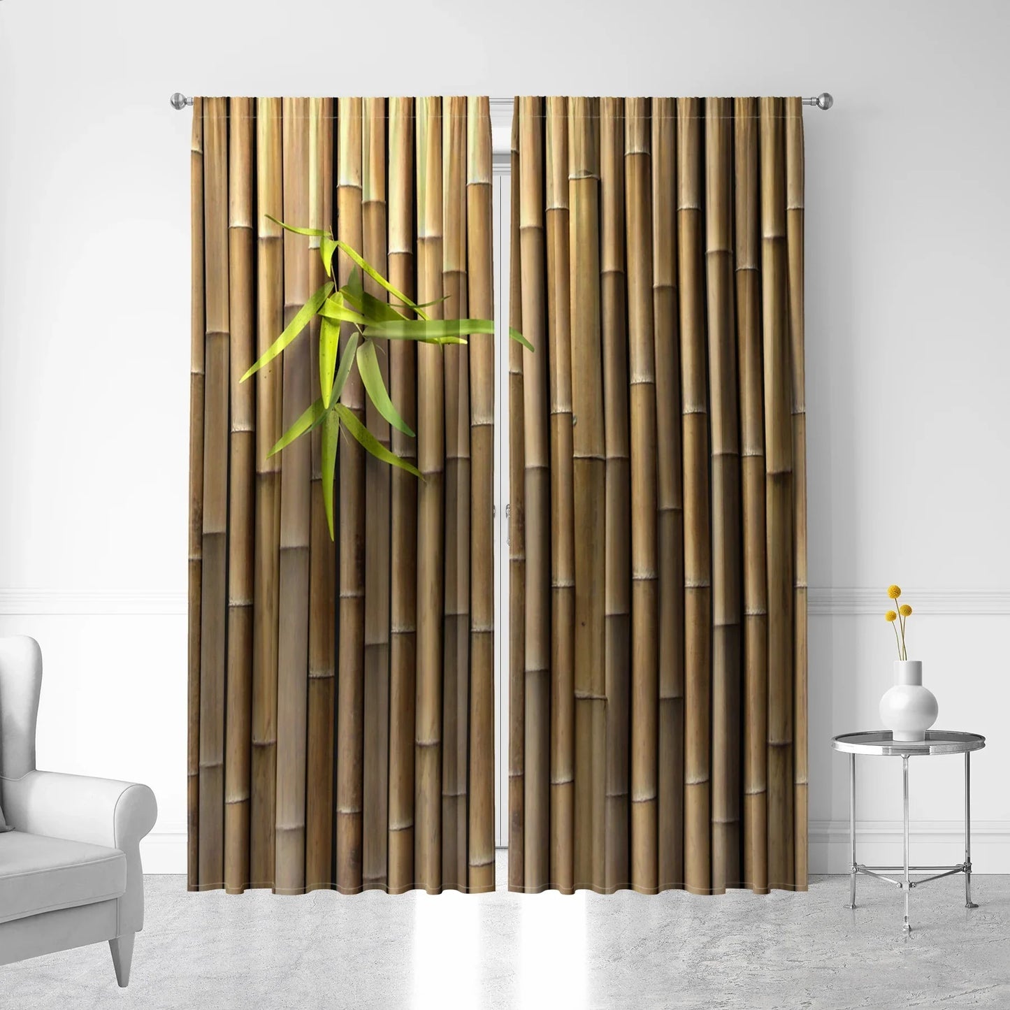 Bamboo & Wooden Board Art Curtains, Modern Printed Window Drapes, Decobites Home Decor