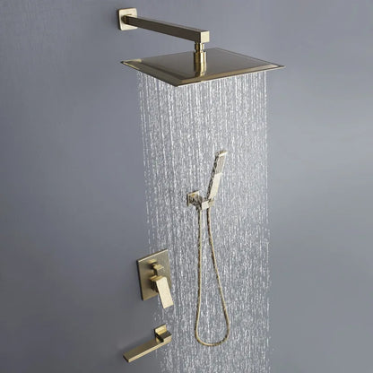 DecorBites™ Brushed Gold In-Wall Shower Set with Rainfall Shower Head 8-12"
