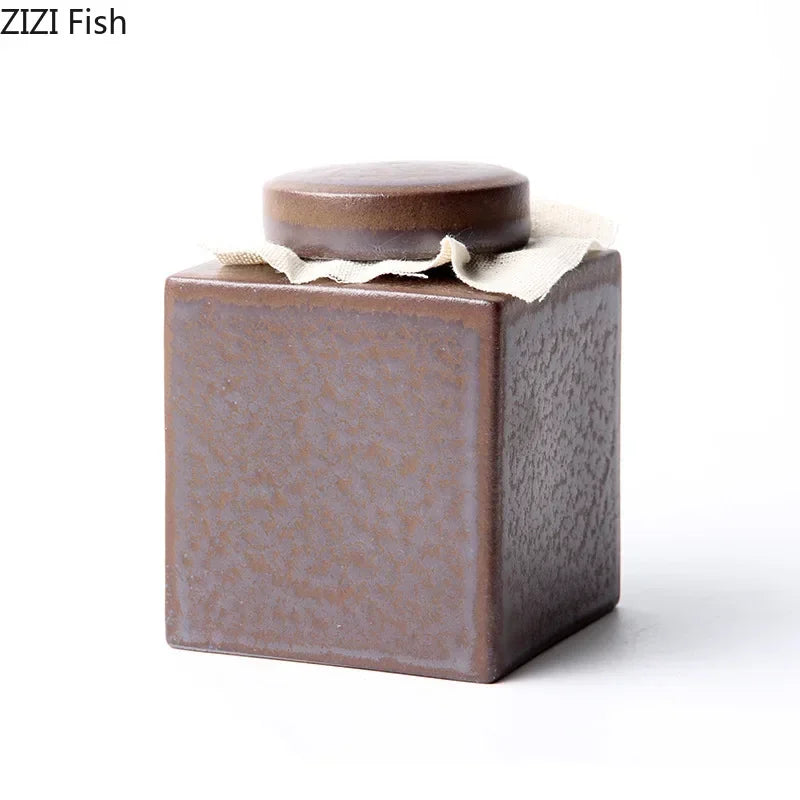 DecorBites™ Ceramic Tea Canister Pottery Jar for Tea and Coffee Storage
