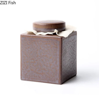 DecorBites™ Ceramic Tea Canister Pottery Jar for Tea and Coffee Storage