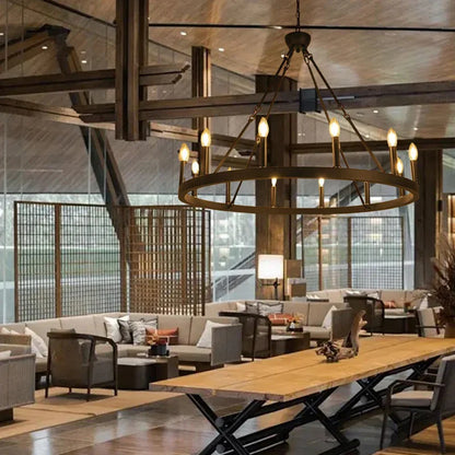 DecorBites™ Iron Round LED Pendant Chandelier for Living, Cafe, Restaurant décor