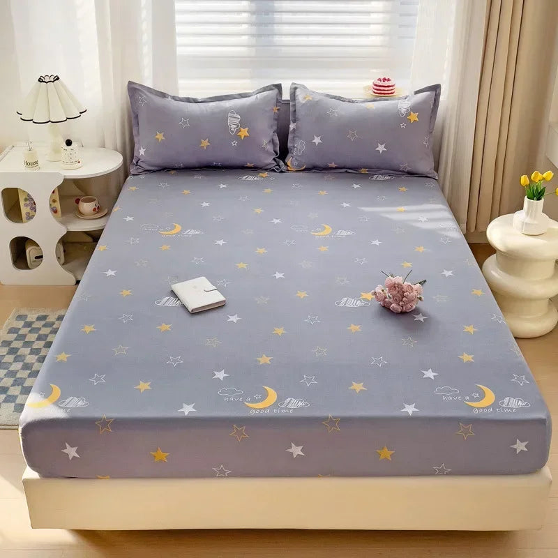 DecorBites™ Japanese Style Thick Fitted Sheet for Queen/King Bed