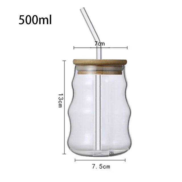 DecorBites™ Glass Cup with Lip Straw for Coffee, Wine, Beer, Juice, and More