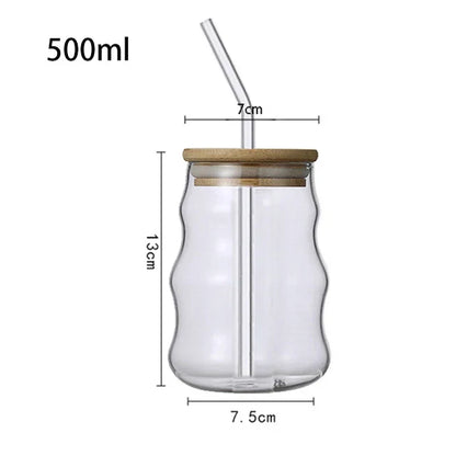 DecorBites™ Glass Cup with Lip Straw for Coffee, Wine, Beer, Juice, and More