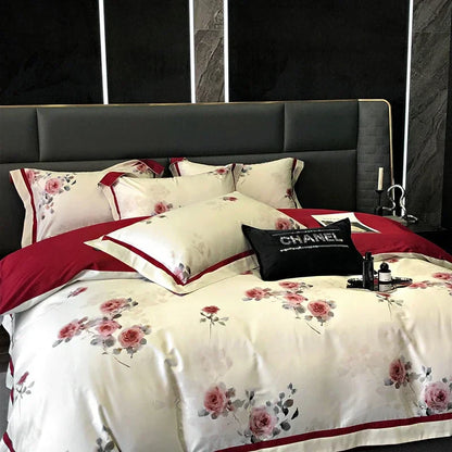 طقم أغطية سرير DecorBites™ 100S من القطن المصري المطبوع لمقاس كوين كينج Ru