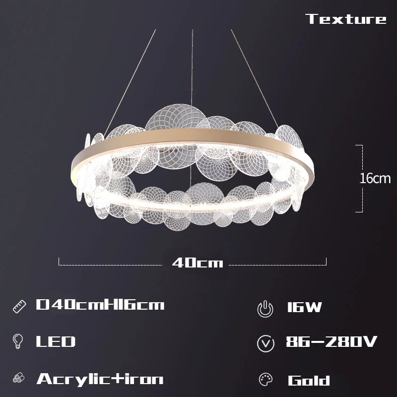 DecorBites™ Frost Texture LED Ring Chandelier for Living Room Office Ceiling