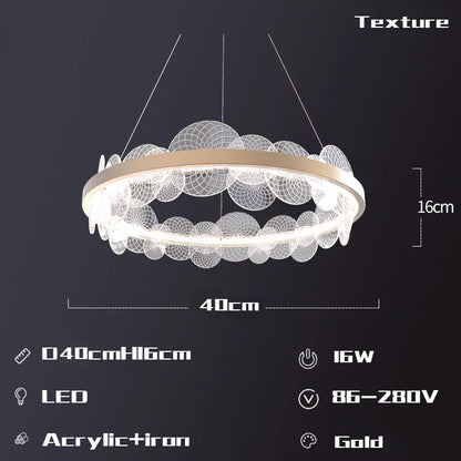 DecorBites™ Frost Texture LED Ring Chandelier for Living Room Office Ceiling